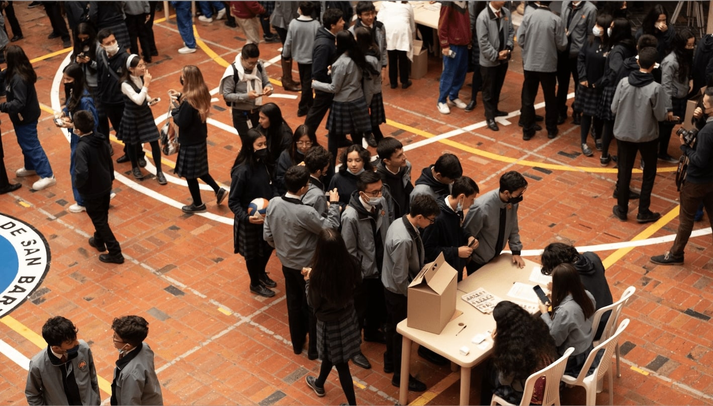 Students submitting their ballots