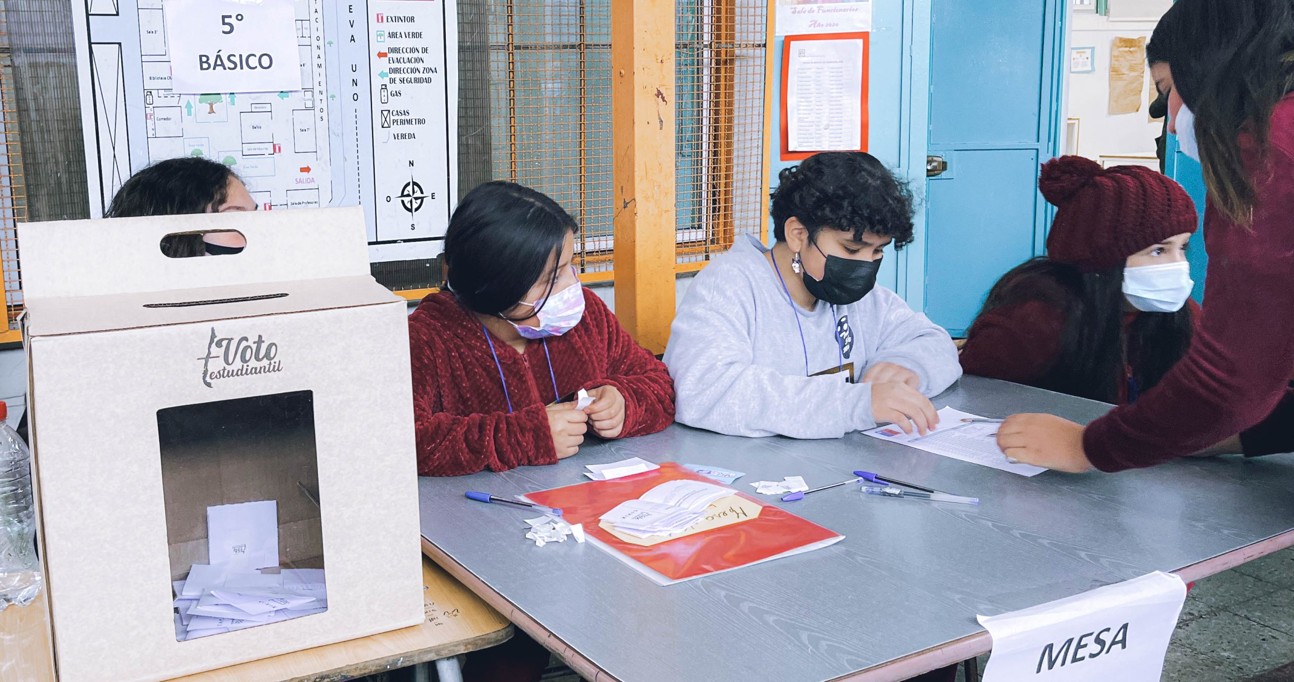 Students submitting their ballots